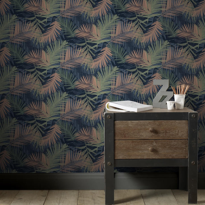 Boutique Jungle Glam Blue & Green Wallpaper