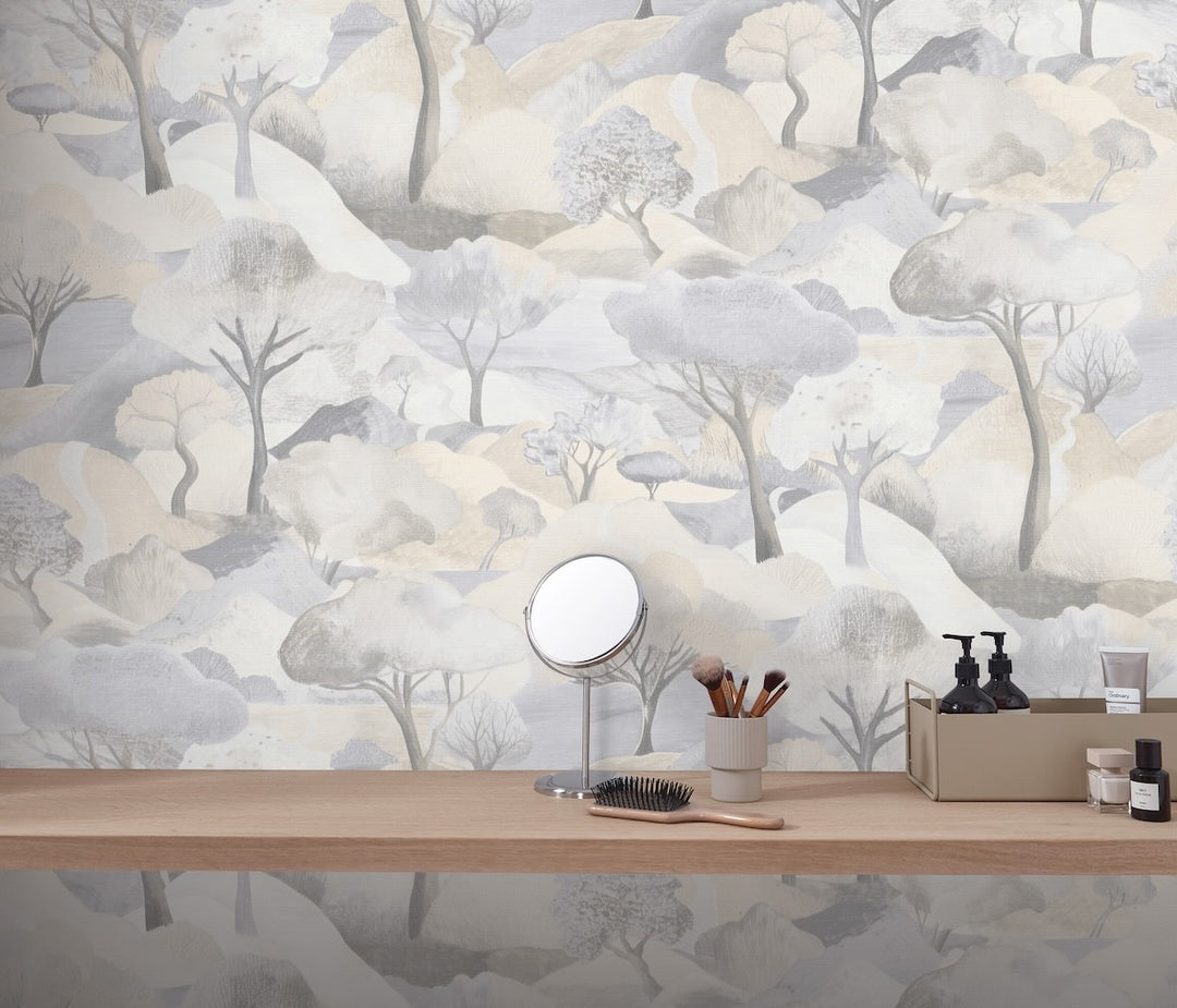 Erismann Tree Landscape Cream Vinyl Wallpaper