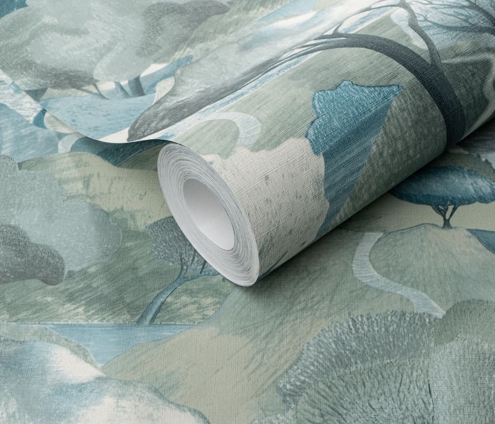 Erismann Tree Landscape Blue Vinyl Wallpaper