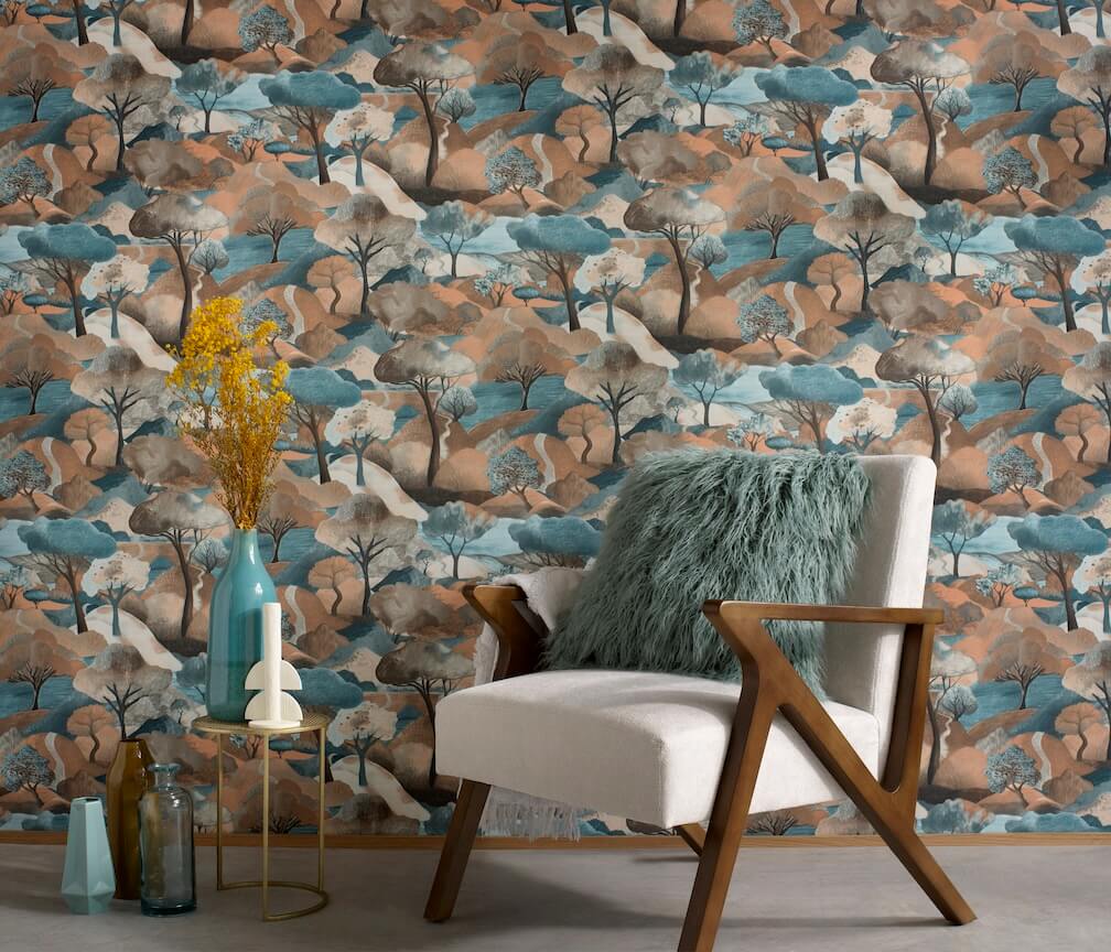Erismann Tree Landscape Brown Vinyl Wallpaper