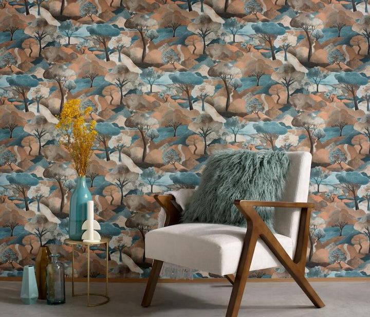 Erismann Tree Landscape Brown Vinyl Wallpaper