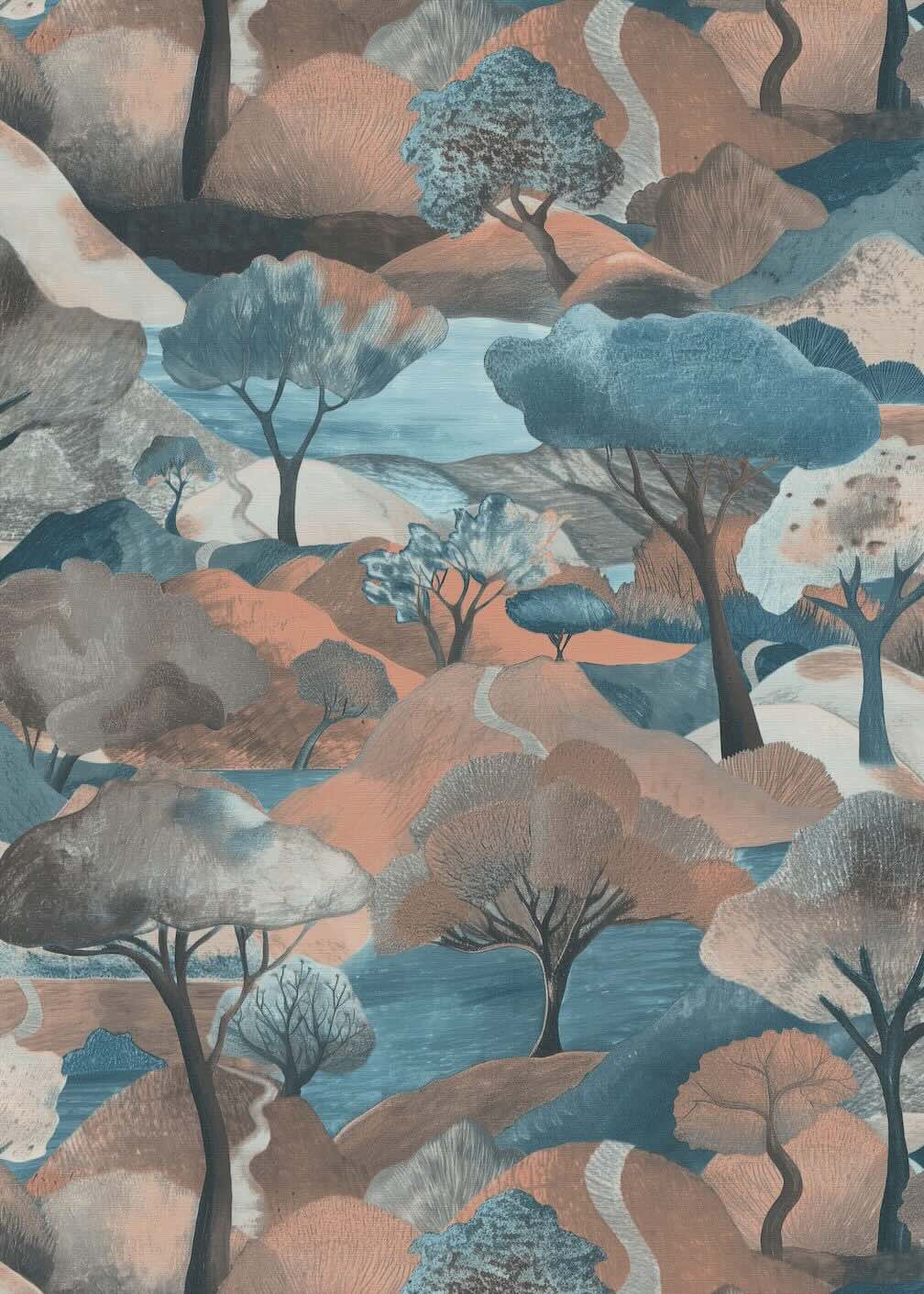 Erismann Tree Landscape Brown Vinyl Wallpaper