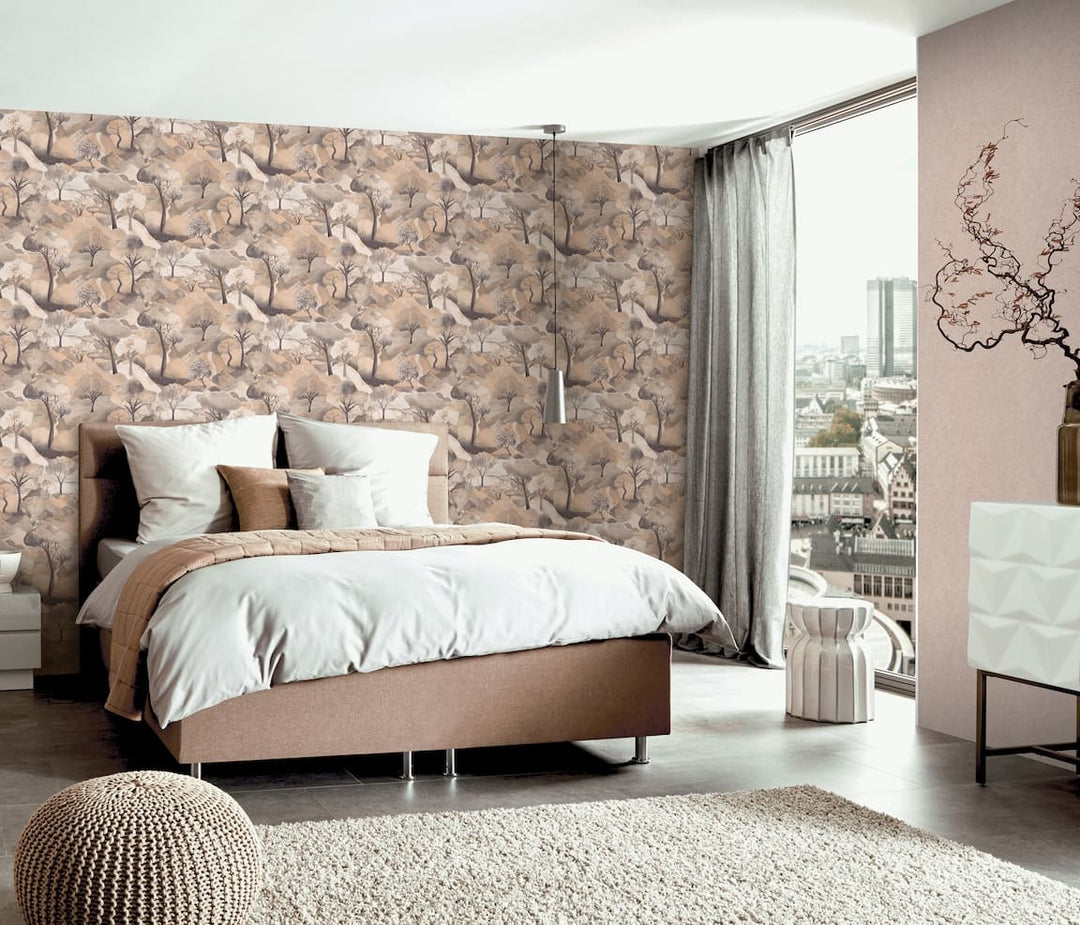 Erismann Tree Landscape Beige Vinyl Wallpaper