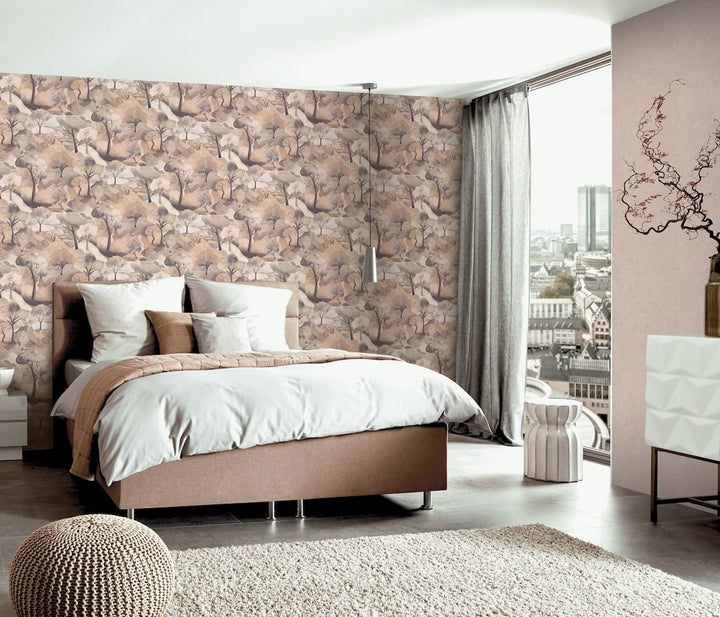 Erismann Tree Landscape Beige Vinyl Wallpaper