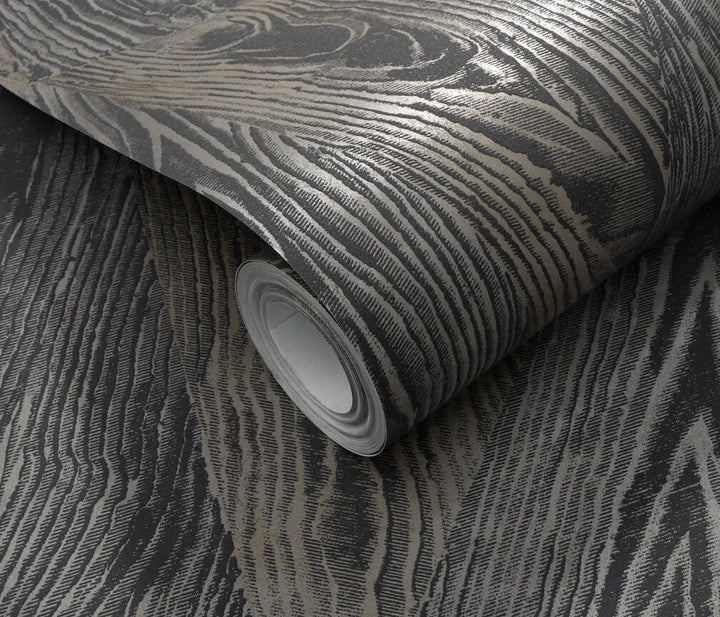 The Erismann Sonata Wood Grain Black Wallpaper