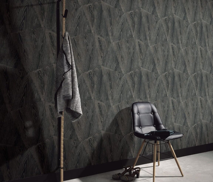 The Erismann Sonata Wood Grain Black Wallpaper