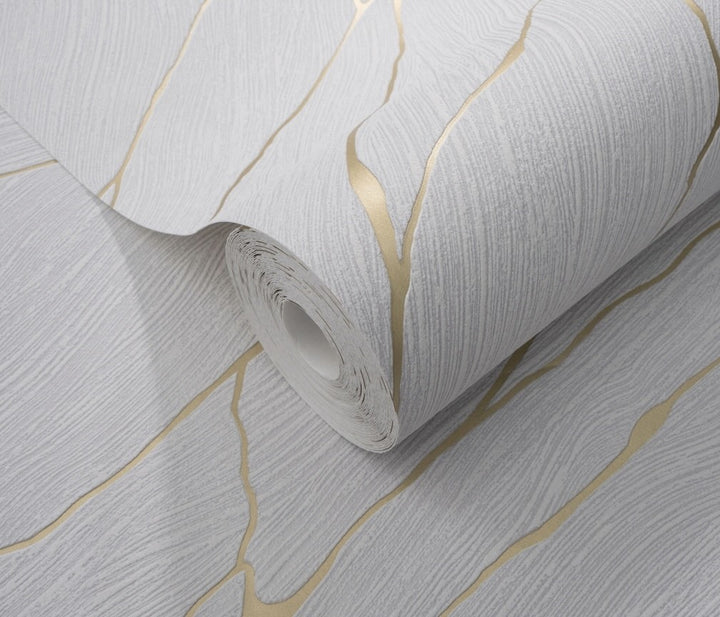 Erismann Calore White/Gold Vinyl Wallpaper