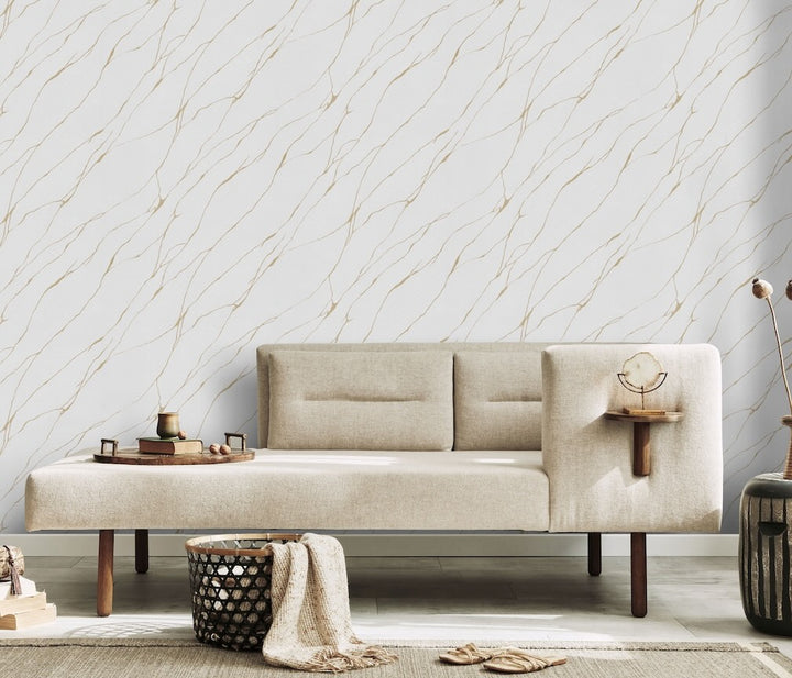 Erismann Calore White/Gold Vinyl Wallpaper