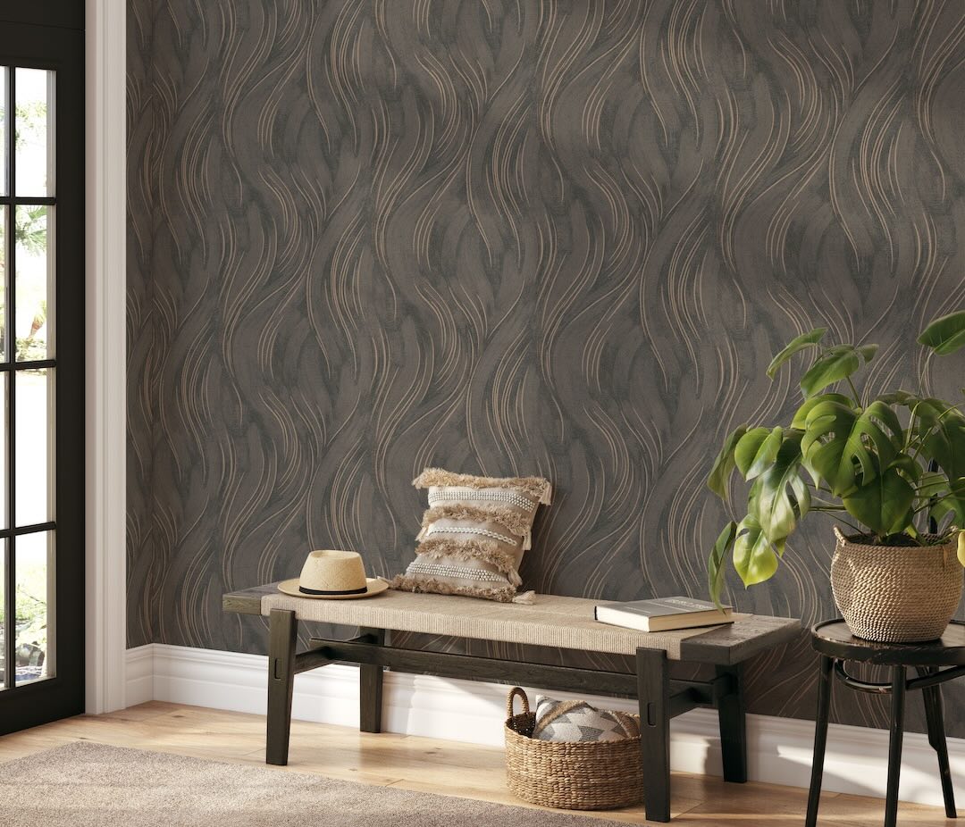 Erismann Piano Wave Brown/Gold Vinyl Wallpaper