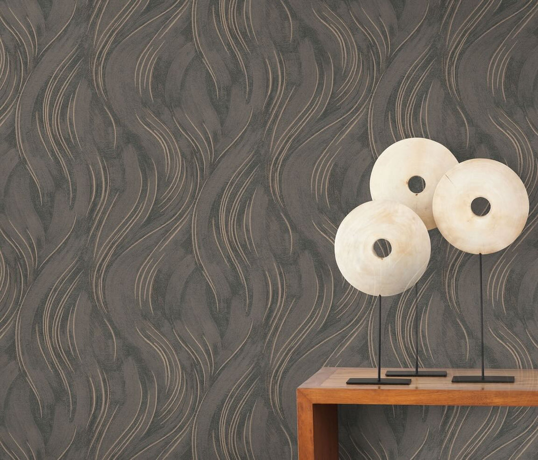 Erismann Piano Wave Brown/Gold Vinyl Wallpaper