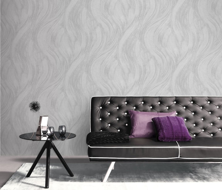 Erismann Piano Wave Grey/Silver Vinyl Wallpaper
