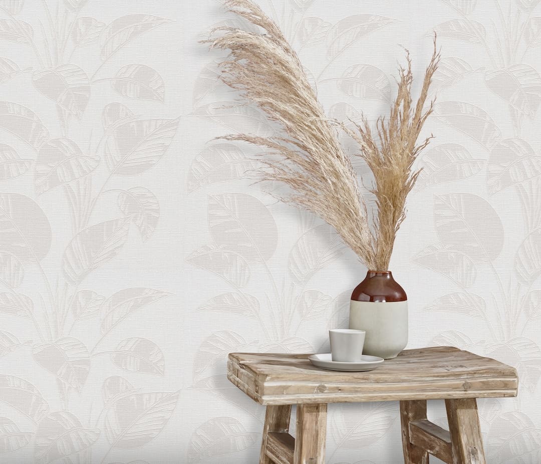Erismann Largo Leaf Cream Vinyl Wallpaper