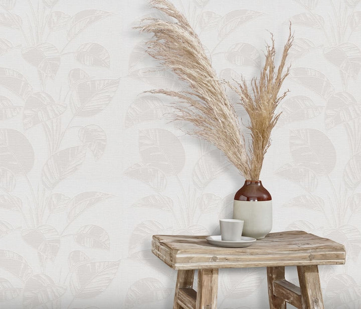 Erismann Largo Leaf Cream Vinyl Wallpaper