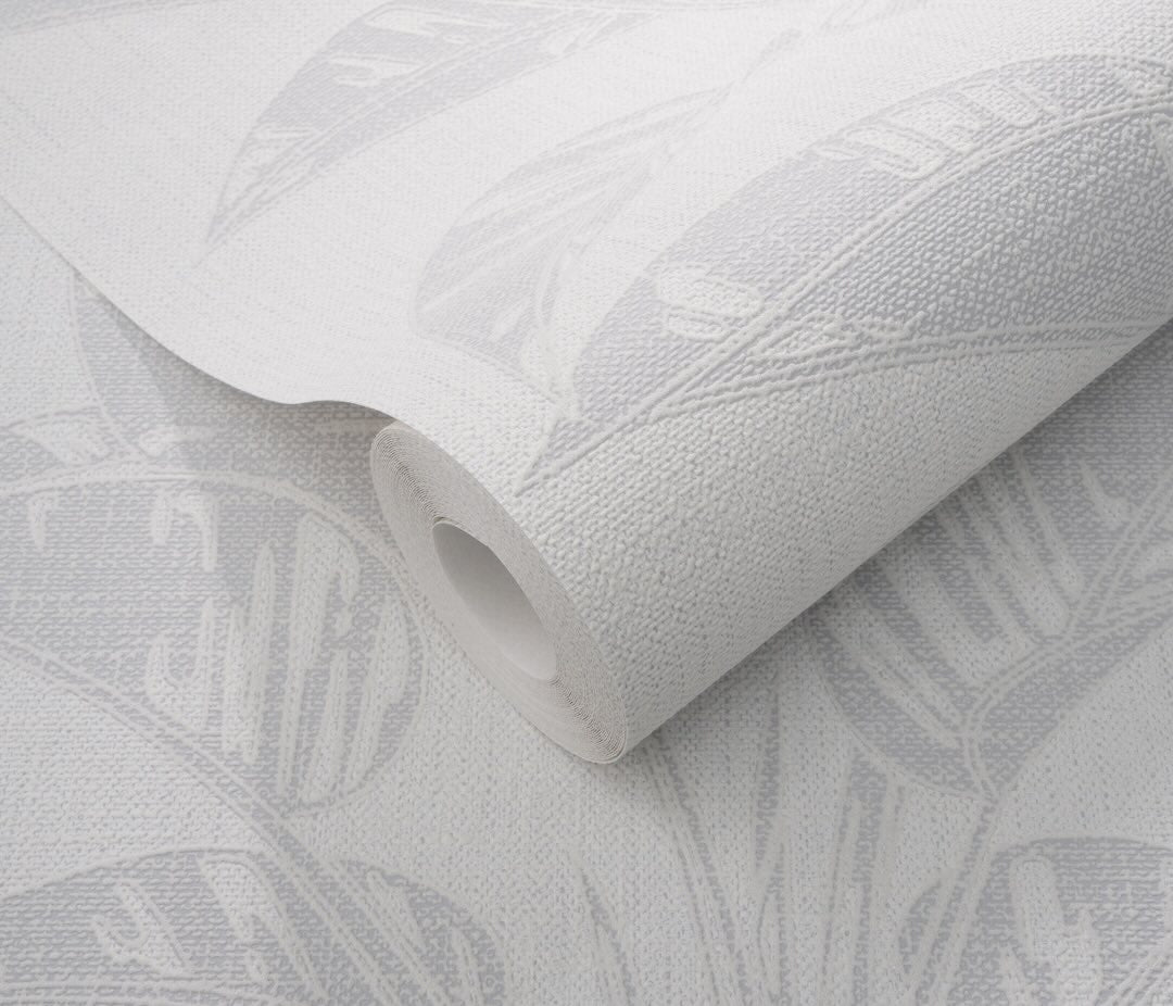 Erismann Largo Leaf Light Grey Vinyl Wallpaper