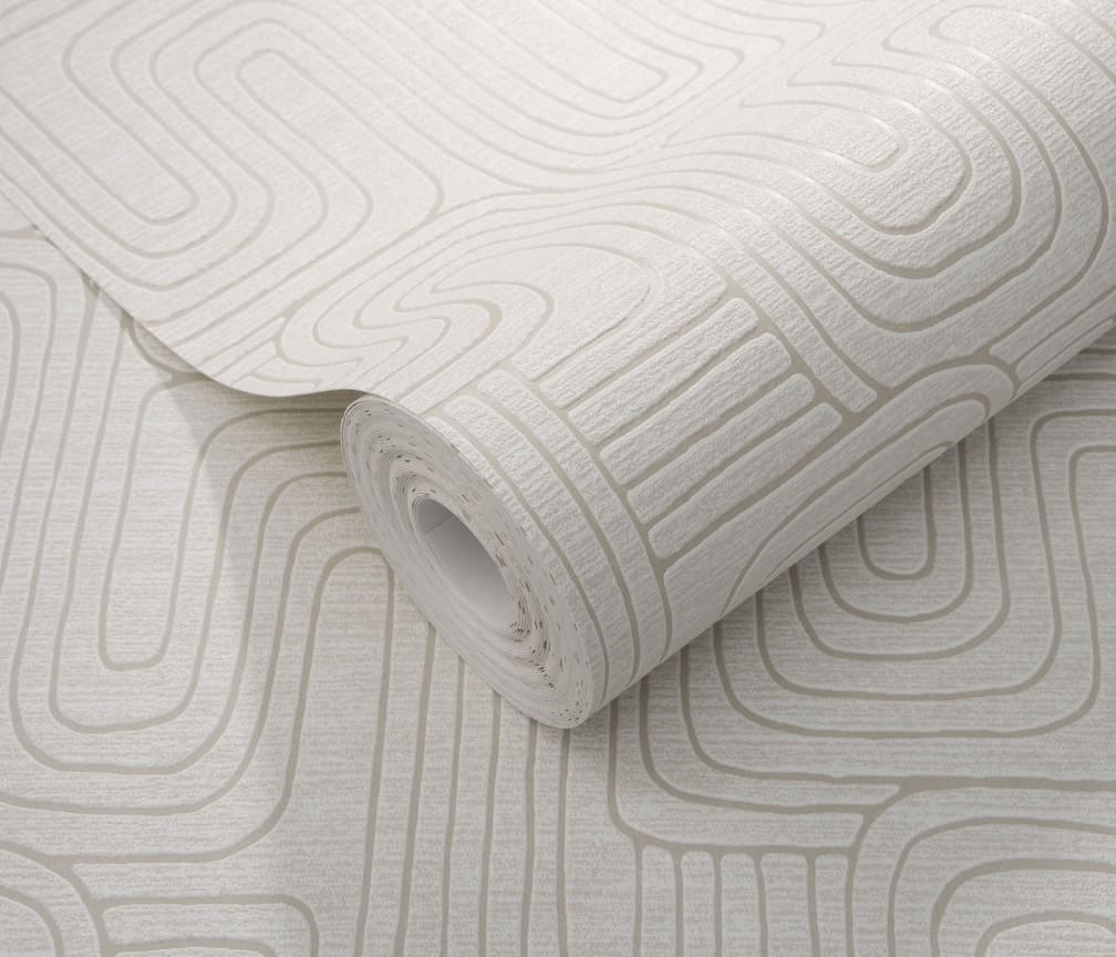 Erismann Rondo Curved Lines Beige Wallpaper