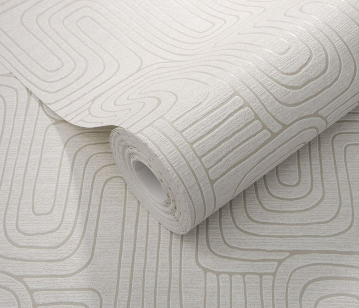 Erismann Rondo Curved Lines Beige Wallpaper