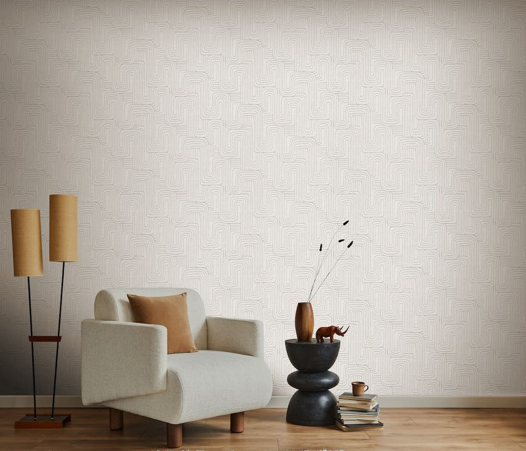Erismann Rondo Curved Lines Beige Wallpaper