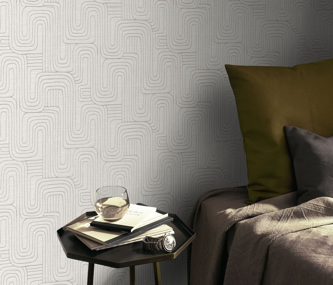 Erismann Rondo Curved Lines Beige Wallpaper