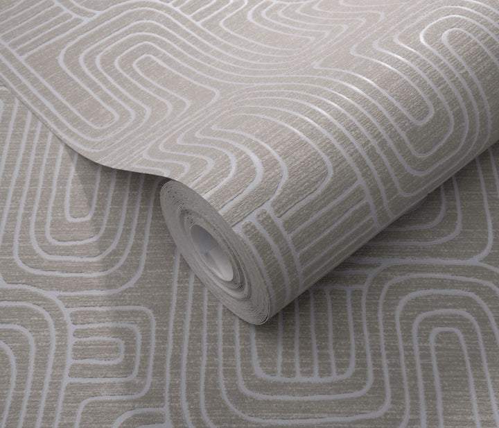 Erismann Rondo Curved Lines Brown Wallpaper