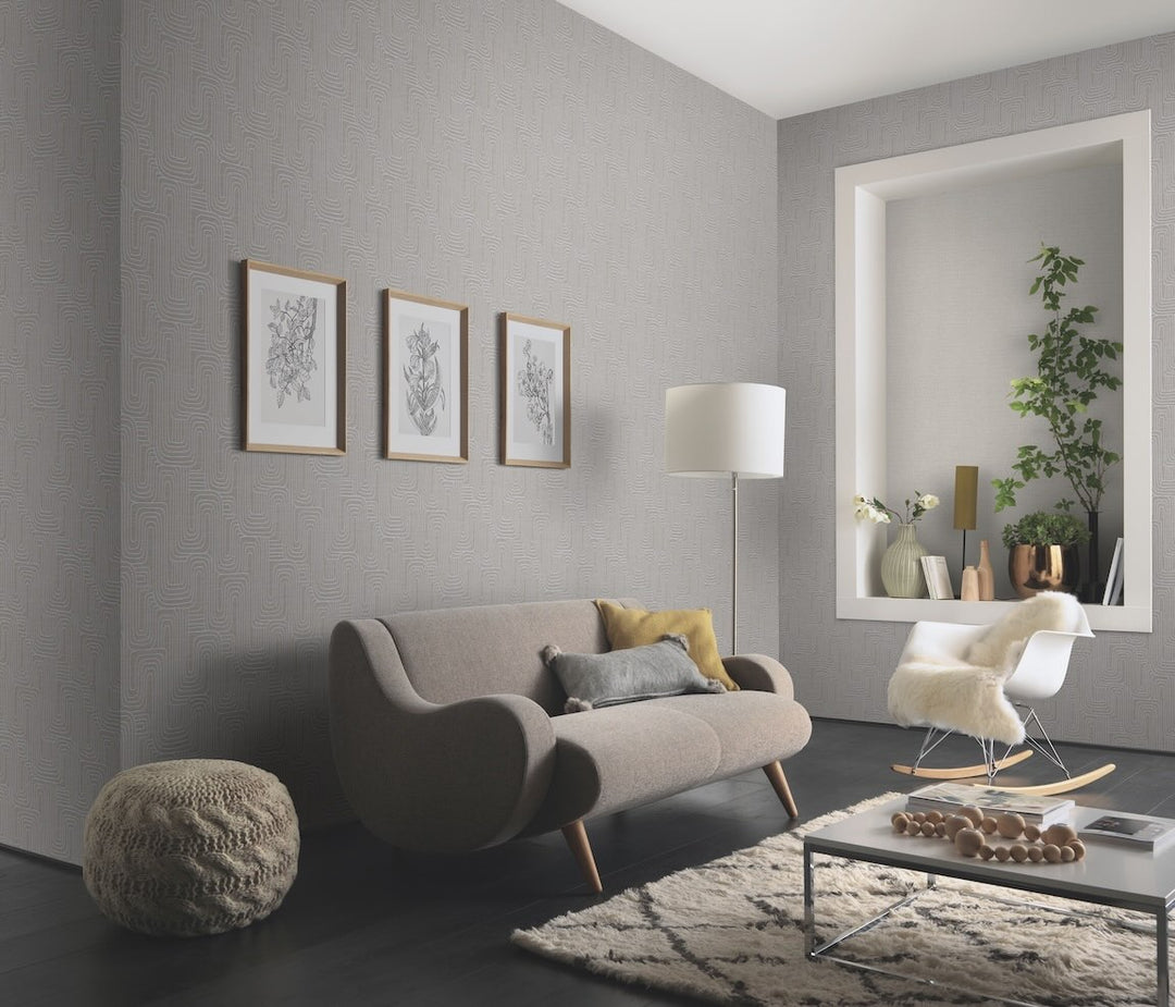 Erismann Rondo Curved Lines Brown Wallpaper