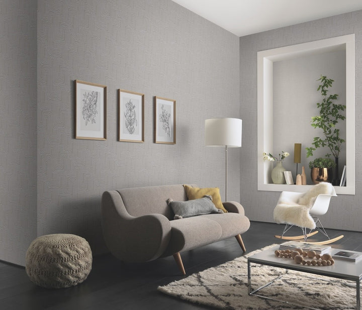 Erismann Rondo Curved Lines Brown Wallpaper