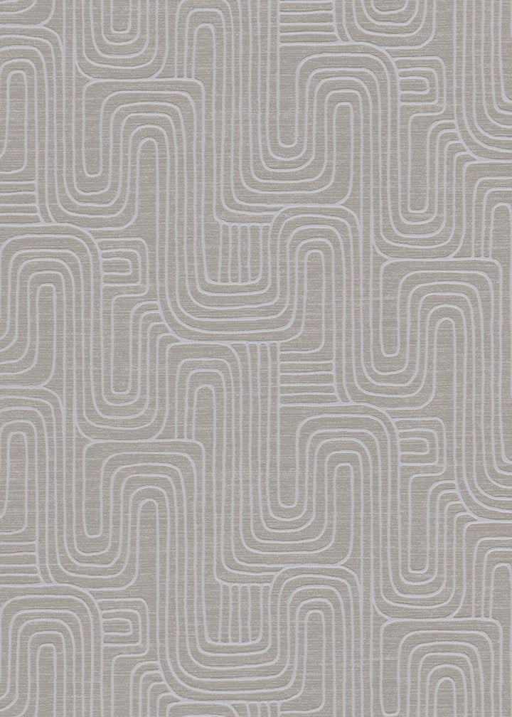 Erismann Rondo Curved Lines Brown Wallpaper