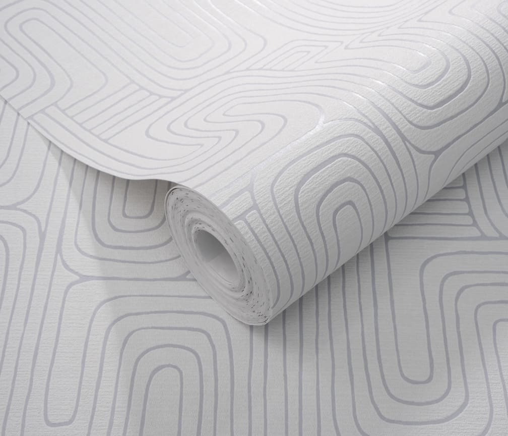 Erismann Rondo Curved Lines Soft Grey Wallpaper