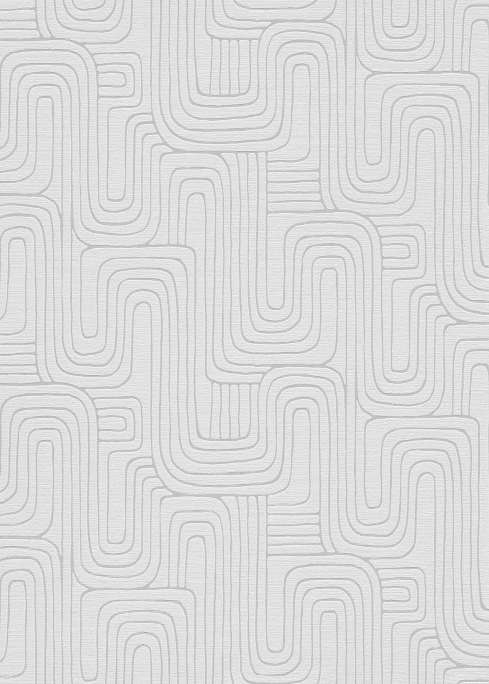 Erismann Rondo Curved Lines Soft Grey Wallpaper