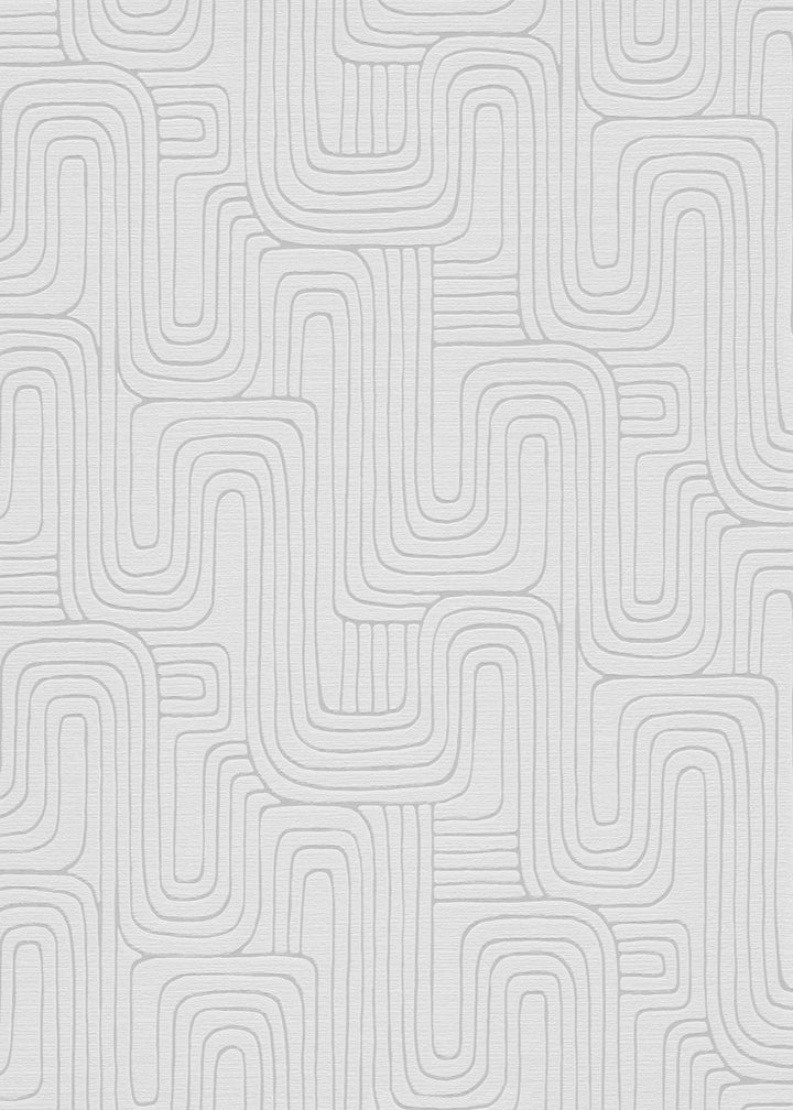 Erismann Rondo Curved Lines Soft Grey Wallpaper