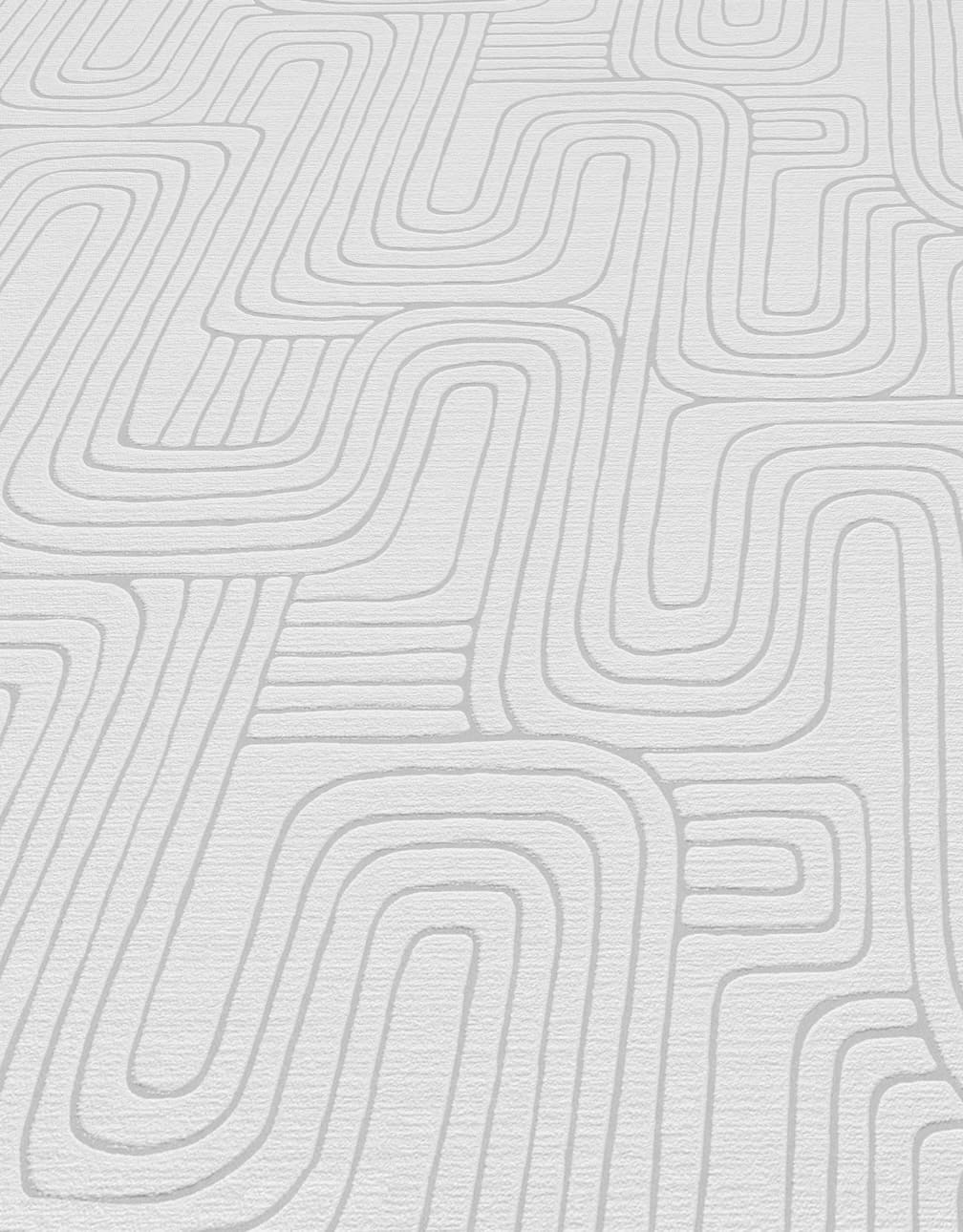 Erismann Rondo Curved Lines Soft Grey Wallpaper