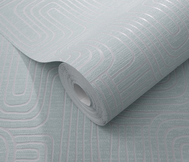 Erismann Rondo Curved Lines Duck Egg Wallpaper