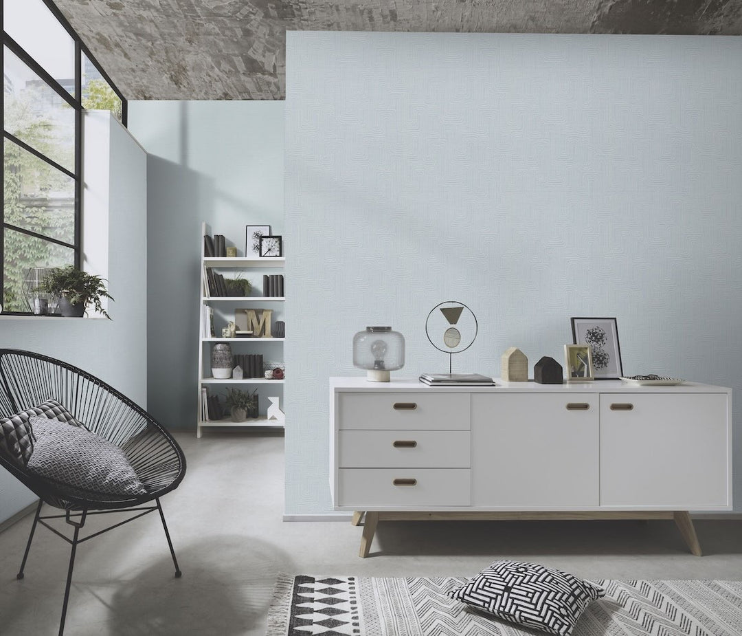 Erismann Rondo Curved Lines Duck Egg Wallpaper