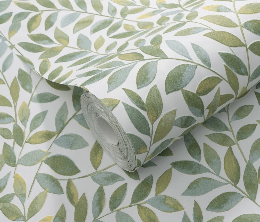 Erismann Ameroso Leaf Green Blown Vinyl Wallpaper