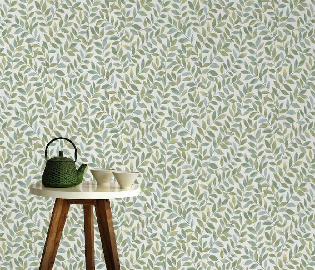 Erismann Ameroso Leaf Green Blown Vinyl Wallpaper