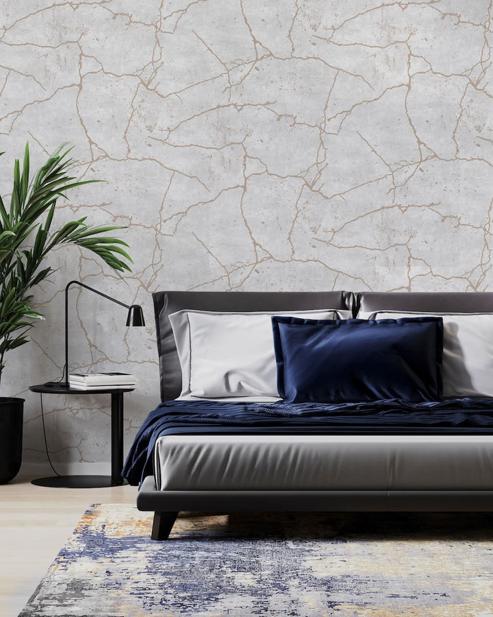 Kintsugi Rose Gold Textured Wallpaper