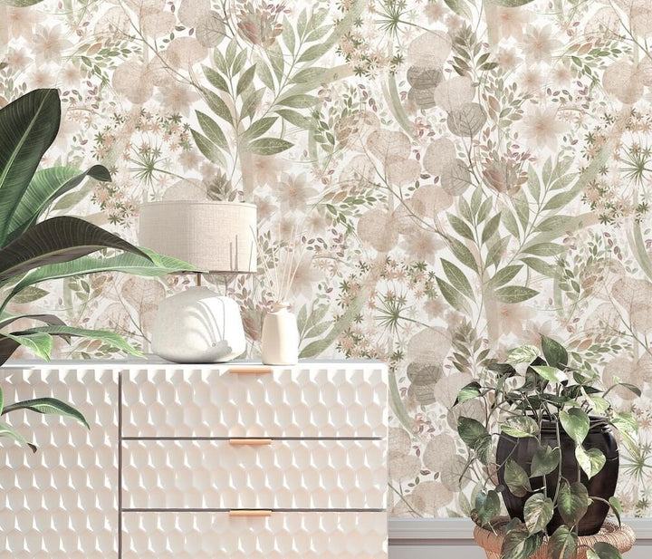 Erismann Secret Grove Floral Pink/Green Wallpaper