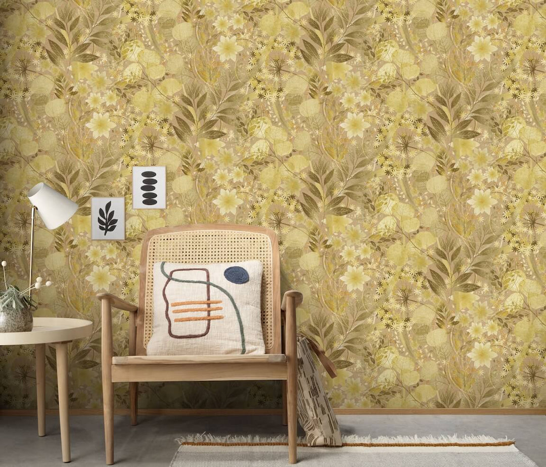 Erismann Secret Grove Floral Deep Ochre Wallpaper