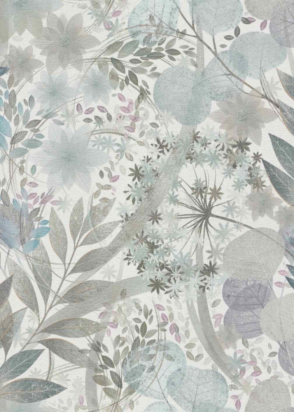 Erismann Secret Grove Floral Blue/Silver Wallpaper
