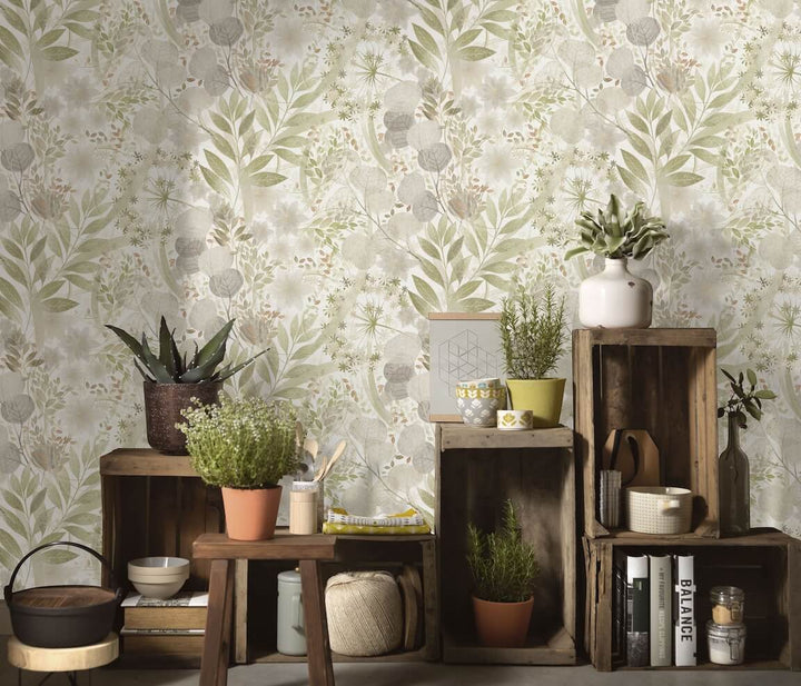 Erismann Secret Grove Floral Green Wallpaper