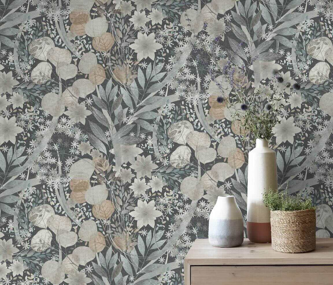 Erismann Secret Grove Floral Navy Wallpaper