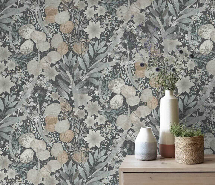 Erismann Secret Grove Floral Navy Wallpaper