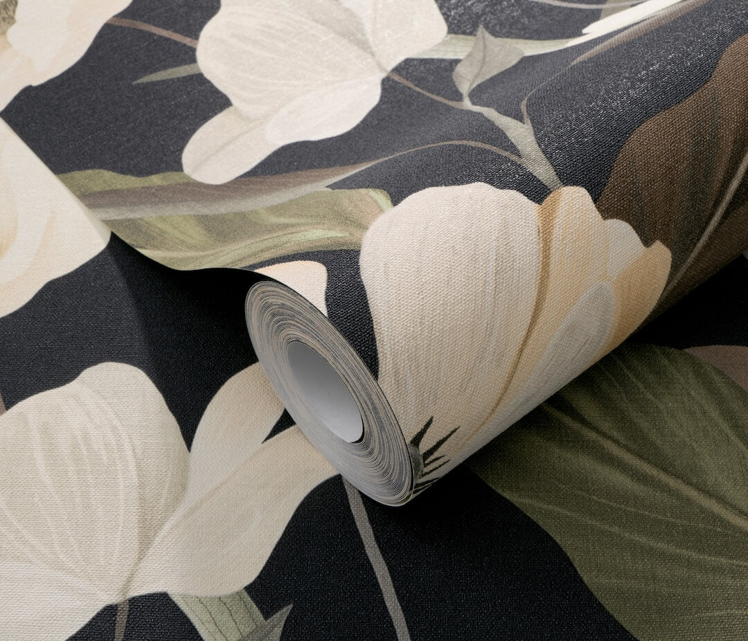 Erismann Fairy Blossom Floral Black Wallpaper