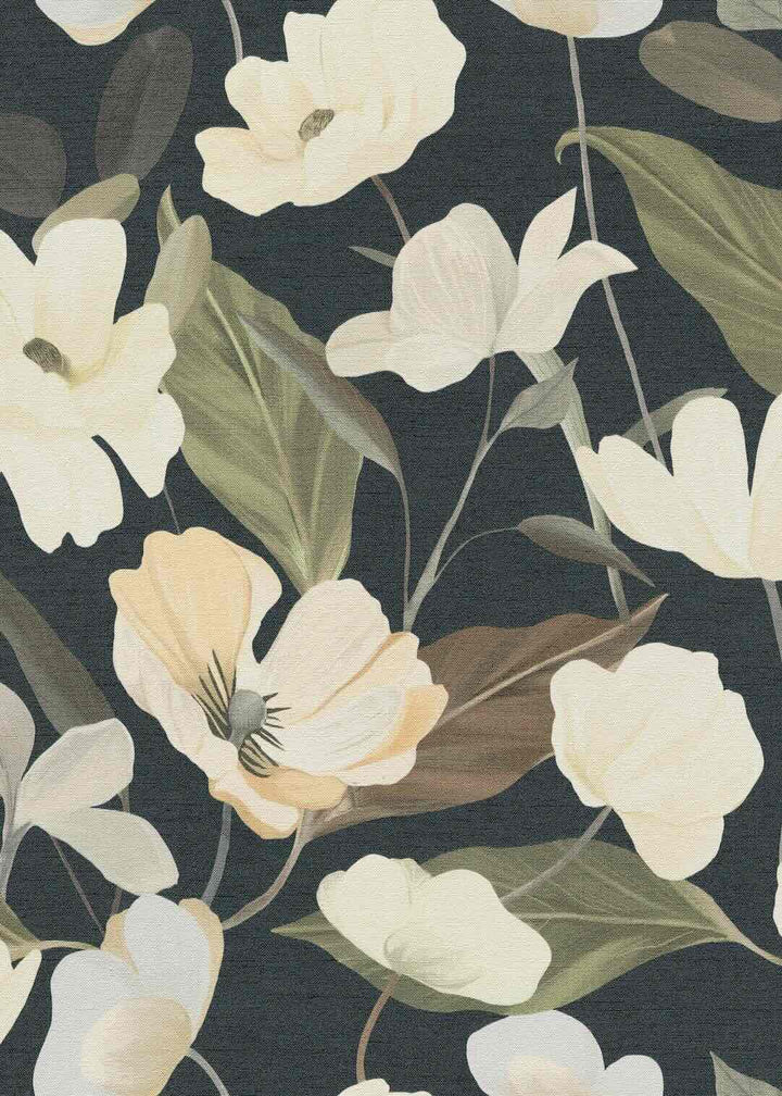Erismann Fairy Blossom Floral Black Wallpaper