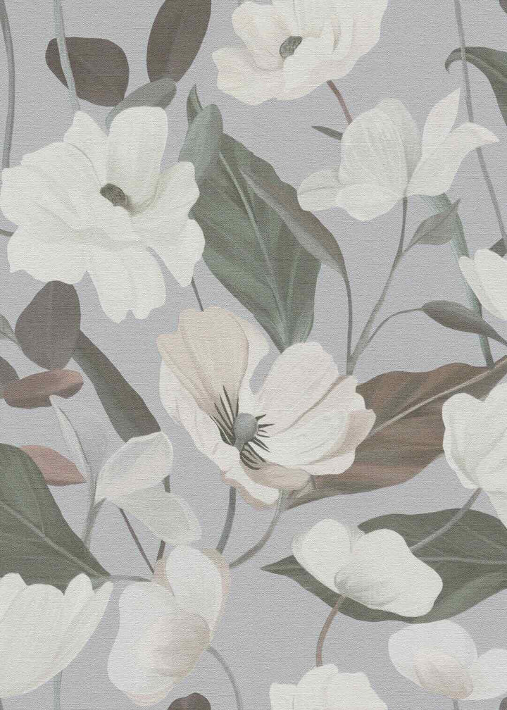Erismann Fairy Blossom Floral Grey/White Wallpaper