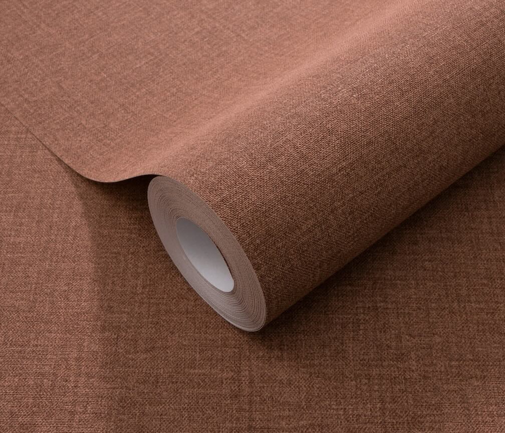 Erismann Serenity Linen Texture Rust Red Wallpaper