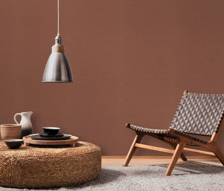 Erismann Serenity Linen Texture Rust Red Wallpaper