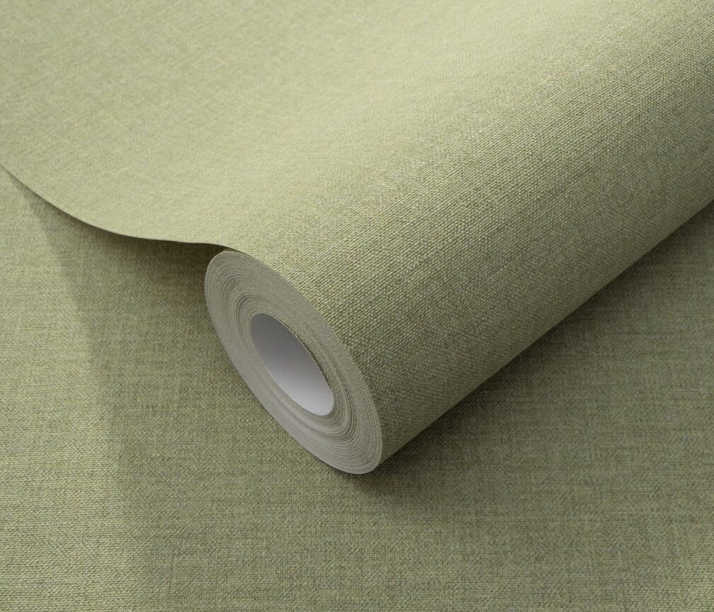 Erismann Serenity Linen Texture Olive Green Wallpaper
