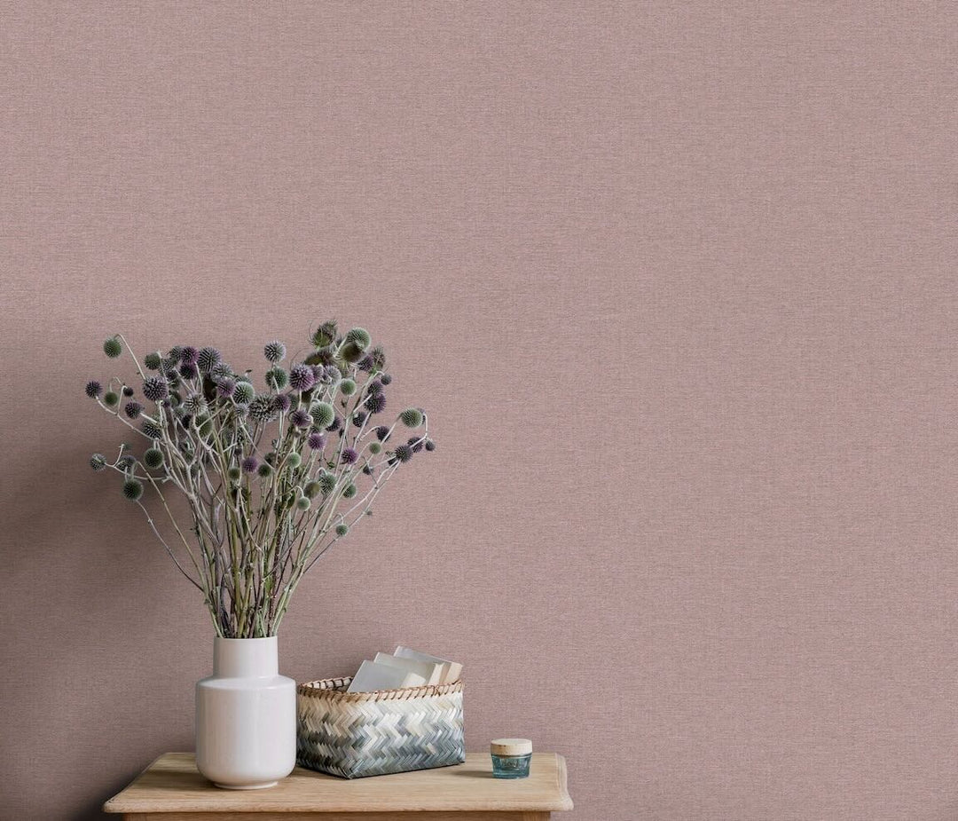 Erismann Serenity Linen Texture Dusty Pink Wallpaper