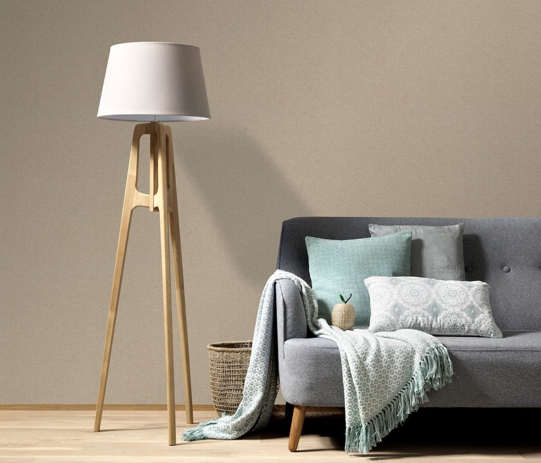 Erismann Serenity Linen Texture Caramel Wallpaper