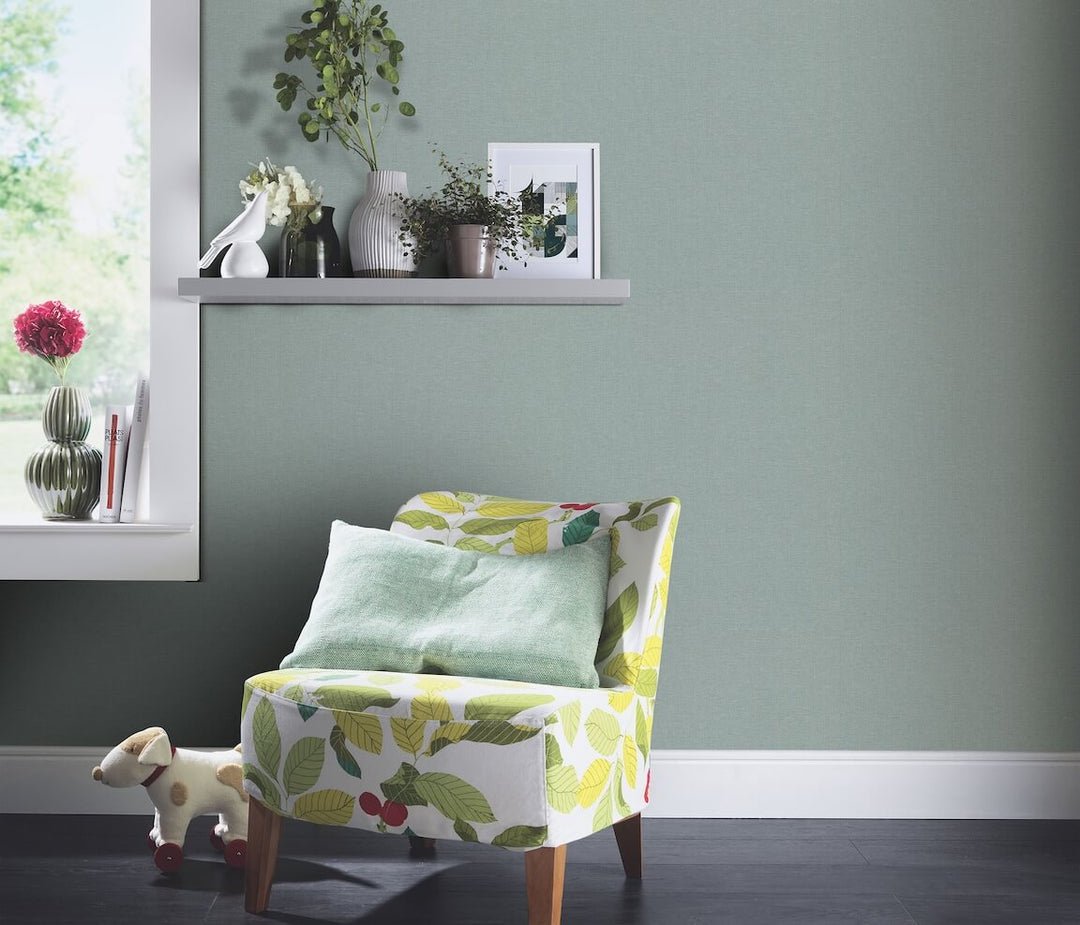 Erismann Serenity Linen Texture Teal Wallpaper